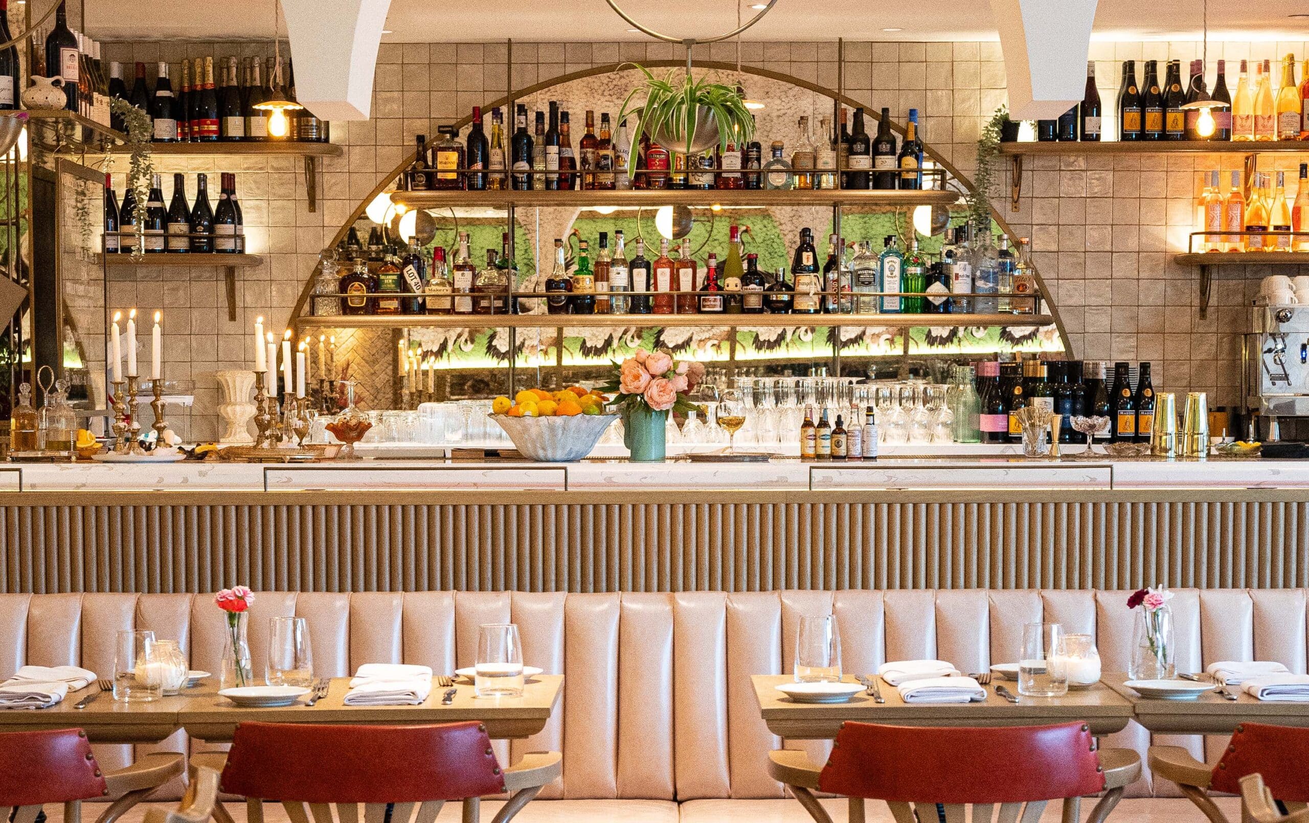 cafe lunette interior bar and table setting